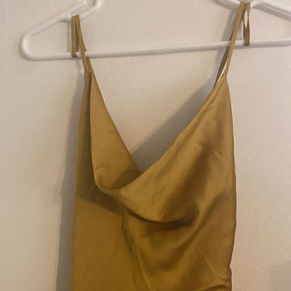 NWOT Free People x Revolve Good Company Cowl Neck Gold Slinky Satin Dress - Picture 12 of 13